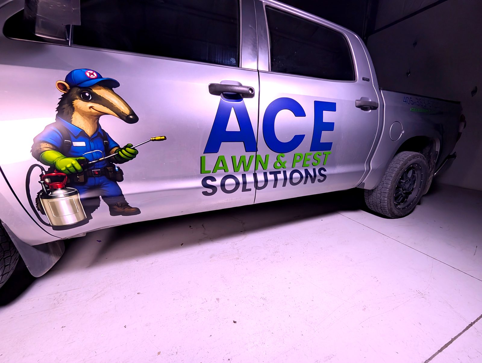 Ace Lawn & Pest Solutions truck door graphics, Shawnee OK